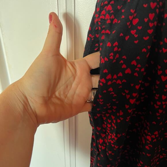 Victoria Secret Heart Print Pajama Set Red and Black SZ XL - Picture 8 of 11